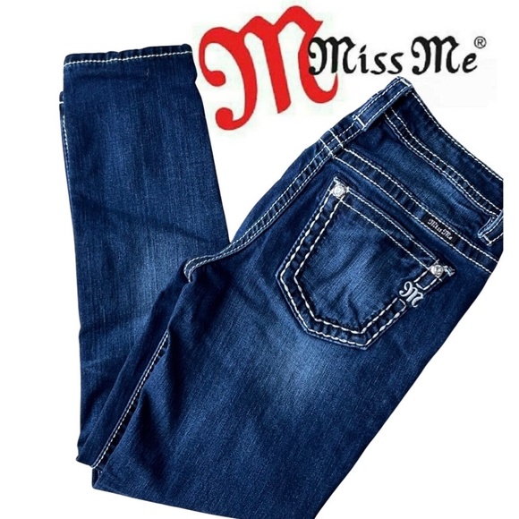 Miss Me Slim Boyfriend ankle with Aztec design embroidered Jeans - Picture 3 of 12